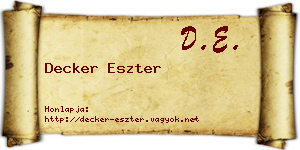 Decker Eszter névjegykártya